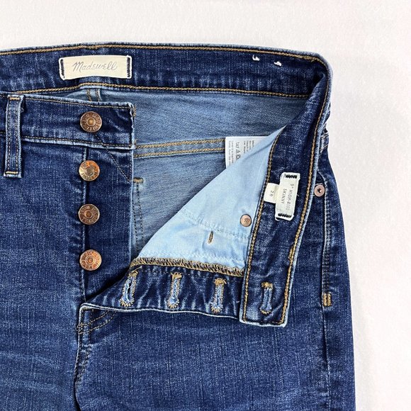 Madewell High Rise Skinny Exposed Button Fly Stretch Jean Hayes Wash J9491 - Picture 8 of 16